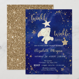 Glitter Beer Twinkle Little Star Gold Baby shower Kaart