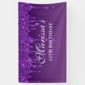 Glitter Birthday, speciaal donker Paars uitstrijke Spandoek (Verticaal)