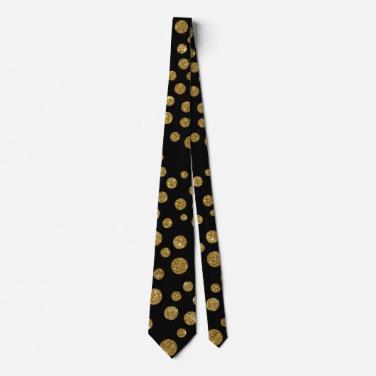 Glitter Black en Gold Polka Dots Weddenschap Stropdas (Voorkant)