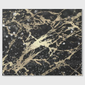 Glitter Black Foxier Gold Marble Shiny Metallic Cadeaupapier (Vlak)
