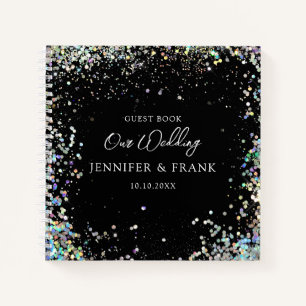 Glitter Black, gastboek bruiloft Holographic Notitieboek