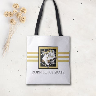 Glitter Black, gepersonaliseerd, zwart, witte ijsv Draagtas