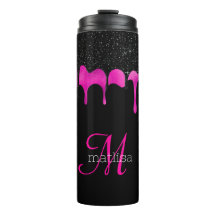 Glitter Black & Hot Pink-monogram voor meisjes