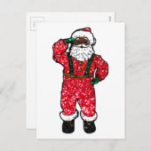 glitter black santa claus feestdagenkaart (Voorkant / Achterkant)