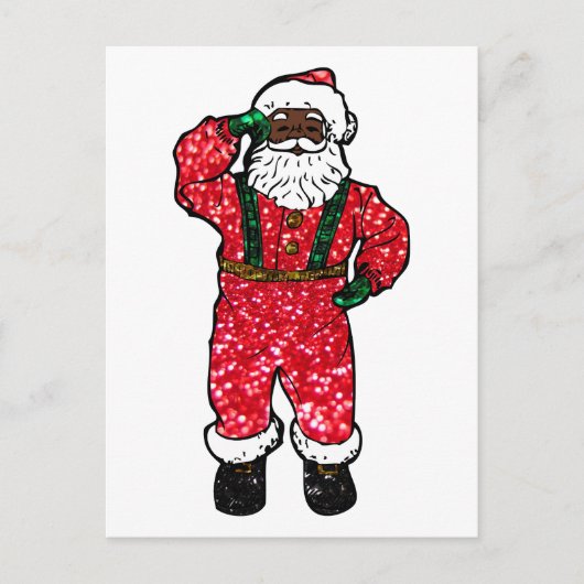 glitter black santa claus feestdagenkaart (Voorkant)