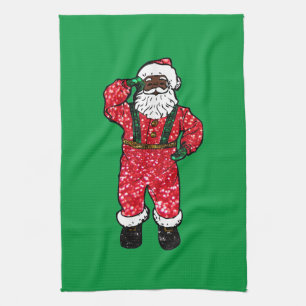 glitter black santa claus theedoek