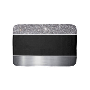 Glitter Black Silver Pattern Afdrukontwerp Badmat