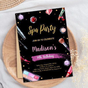 Glitter Black Spa Uitnodigingen voor verjaardag