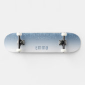 Glitter Blauw Skateboard met Naam (Horizontaal)
