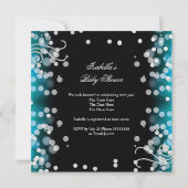 Glitter Blauwgroen Blue Black Girl Baby shower Bru Kaart (Achterkant)