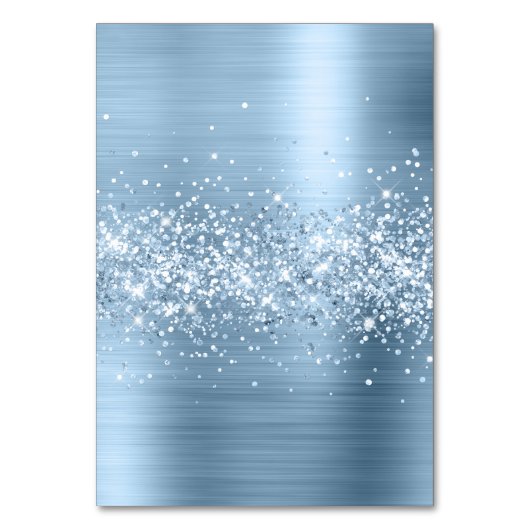 Glitter Bleu clair Nom individuel Cartes de lieu (Dos)