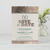 Glitter Bling Save the Date Aankondiging (koper) (Staand voorkant)