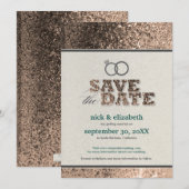 Glitter Bling Save the Date Aankondiging (koper) (Voorkant / Achterkant)