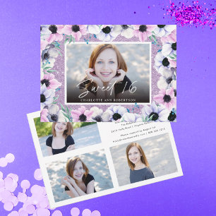 Glitter Bloemen Foto's Sweet 16 Verjaardagsfeest