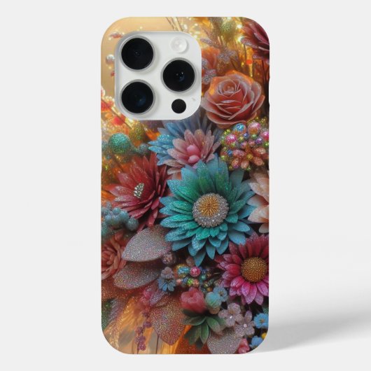Glitter bloemen iPhone case (Achterkant)