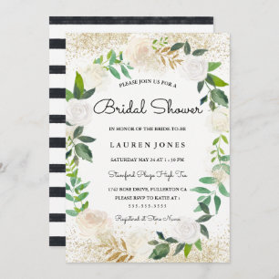 Glitter Bloemen Krans Bruids Douche Uitnodiging