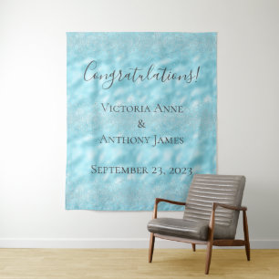 Glitter Blue Crystals Elegant Wedding Gepersonalis Wandkleed