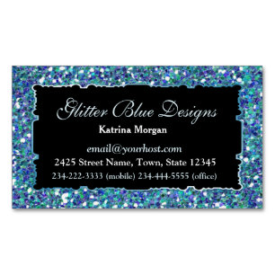 Glitter Blue Elegance Magnetisch Visitekaartje