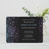 Glitter Blue en Paars Afstuderen Kaart (Staand voorkant)