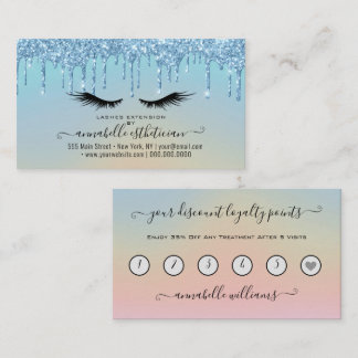 Glitter Blue Eyelash Extension Loyalty Visitekaartje