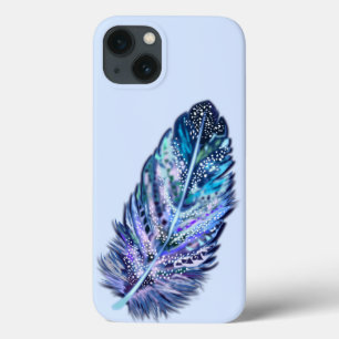 Glitter Blue Feather iPhone Case