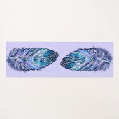 Glitter Blue Feather Yoga Mat (Voorkant (horizontaal))