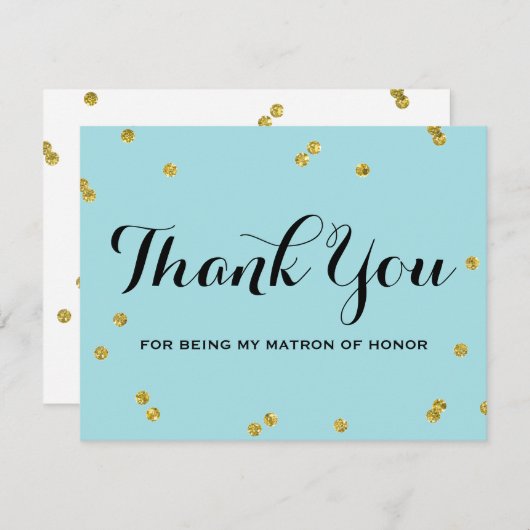 Glitter Blue | Matron Honor Hartelijk dank Bedankkaart (Voorkant / Achterkant)