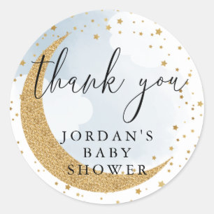 Glitter Blue, over de maan, bedankt voor je plezie Ronde Sticker
