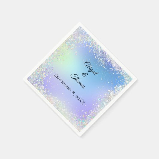 Glitter Blue Paars Wedding Anniversar personaliser Servet (Hoek)