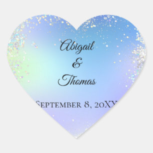 Glitter Blue Paars Wedding Bridal personaliseren Hart Sticker