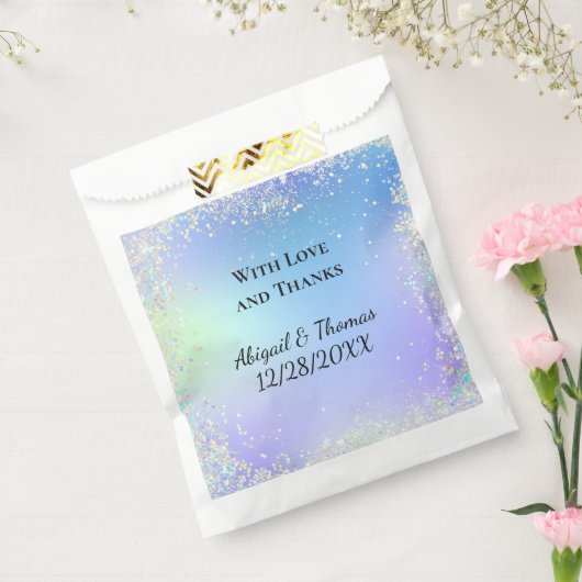Glitter Blue Paars Wedding Favors personaliseren Bedankzakje (Gezegeld)