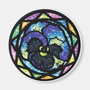 Glitter Blue Pansy Magneet