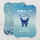 Glitter Blue Quinceanera Kaart (Voorkant / Achterkant)