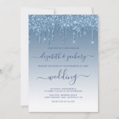 Glitter Blue Wedding Chic Dripping Kaart (Voorkant)