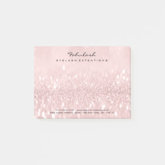 Glitter Blush Name Web Telefoonnummer Roze Post-it® Notes (Voorkant)
