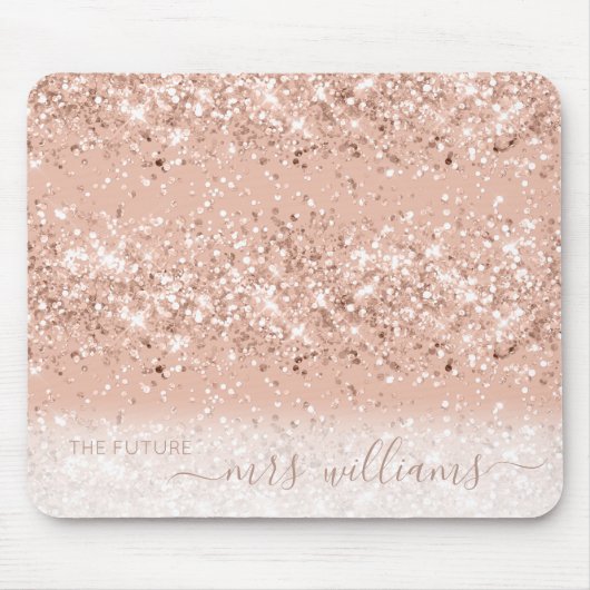 Glitter Blush Pink Rose Gold Future Mrs Bride Muismat (Voorkant)