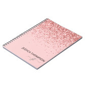 Glitter Blush Pink Simple Girly Monogram Name Notitieboek (Linkerzijde)