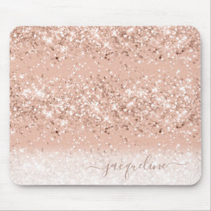 Glitter Blush roze goudmonogram Muismat