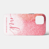 Glitter Blush Roze Roze Goud Monogram Script Case-Mate iPhone Case (Achterkant (horizontaal))