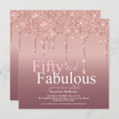 Glitter Blush Roze Vijftig en fantastische verjaar Kaart (Voorkant / Achterkant)