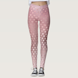 Glitter Blush Small Hearts Pink Rose Gold Sparkly Leggings