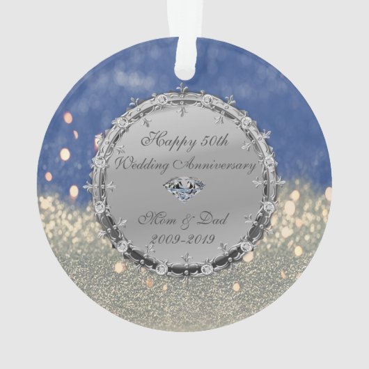 Glitter Bokeh Diamonds 50th Wedding Jubileum Ornament (achterkant)