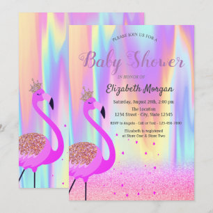 Glitter Bokeh, Flamingo, Ombre Holografisch Kaart