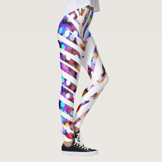 Glitter Bokeh Palm Tree Leaf Pattern Colorful Leggings (Rechts)