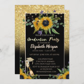 Glitter Bokeh, Wijn, Glass, Zonnebloemen Kaart (Voorkant / Achterkant)