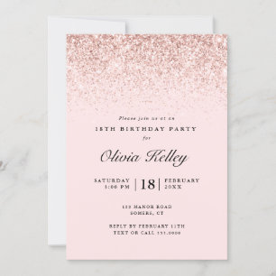 Glitter Border Birthday, Light Roze Kaart