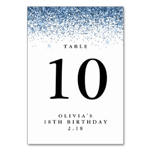 Glitter Border, Navy Blue en White Personalized Kaart