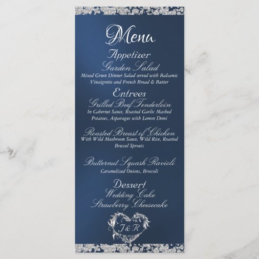 Glitter Border op Blue Wedding Menu (Voorkant)