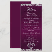 Glitter Border op Paarse bruiloft Menu (Voorkant / Achterkant)