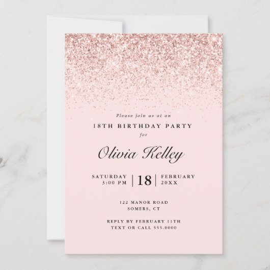 Glitter Border Verjaardag, lichtroze Kaart (Voorkant)